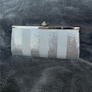 Kate Landry Silver Mesh Crossbody Clutch